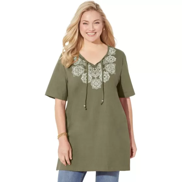 Catherines Women's Plus Size Easy Fit Peasant Tee