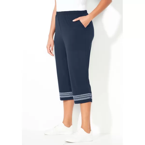 Catherines Women's Plus Size Anywear Printed Hem Capri