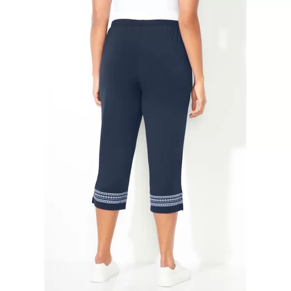 Catherines Women's Plus Size Anywear Printed Hem Capri