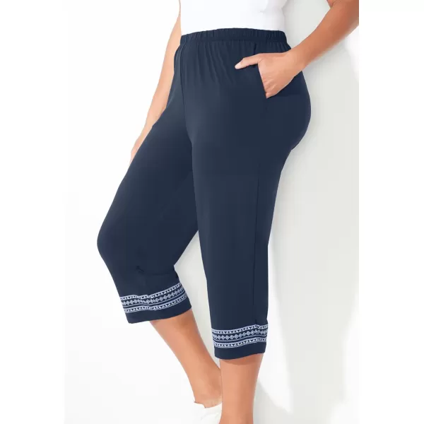 Catherines Women's Plus Size Anywear Printed Hem Capri