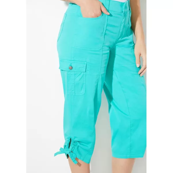 Catherines Women's Plus Size Comfort Waist Bungee Cargo Capri