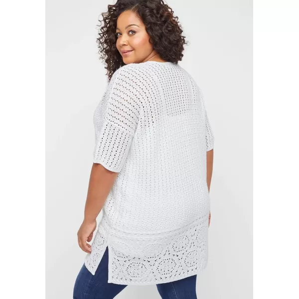 Catherines Women's Plus Size Elegant Crochet Cardigan)
