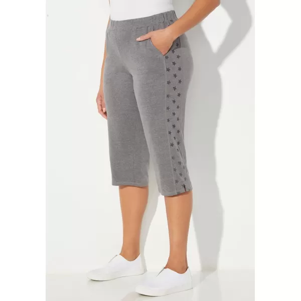 Catherines Women's Plus Size French Terry Stars Aligned Capri