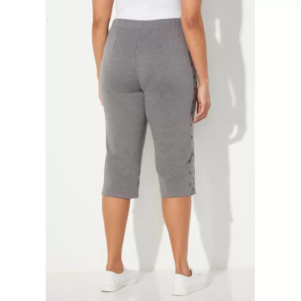 Catherines Women's Plus Size French Terry Stars Aligned Capri