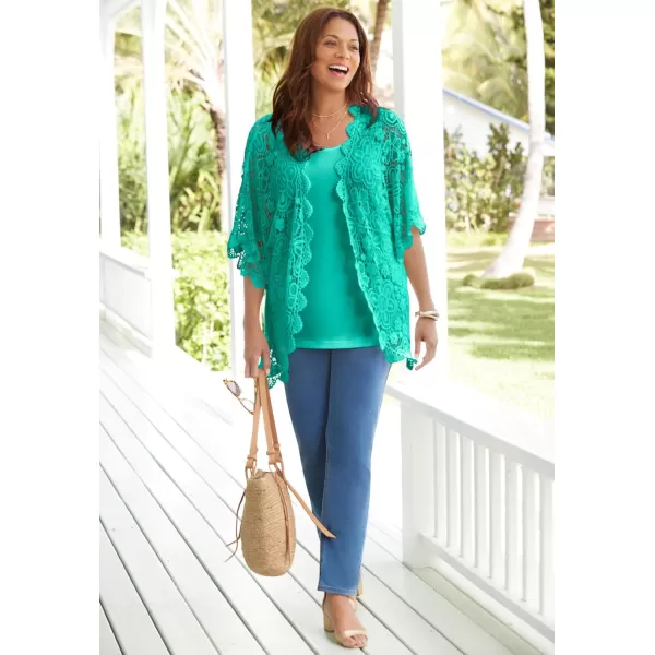 Catherines Women's Plus Size Graceful Crochet Kimono