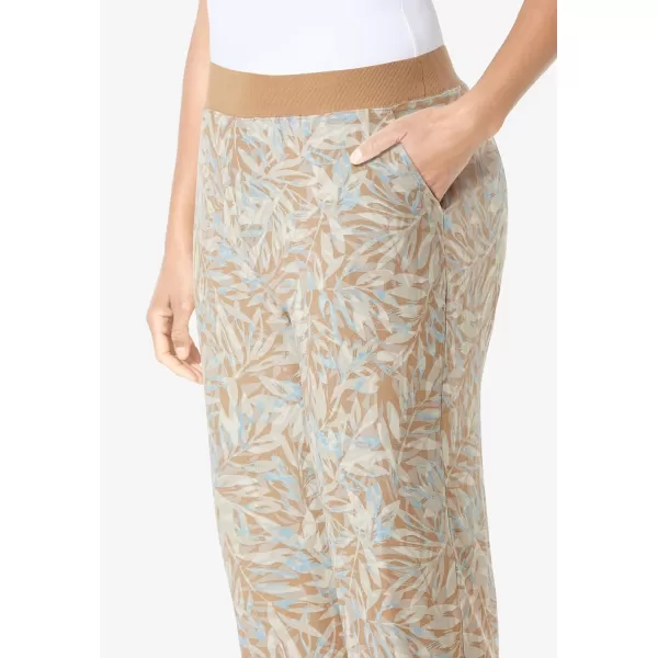 Catherines Women's Plus Size Knit Waist Linen Capri