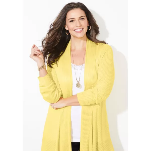 Catherines Women's Plus Size Mixed Rib Drape Cardigan
