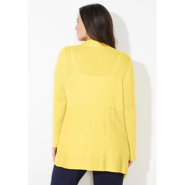 Catherines Women's Plus Size Mixed Rib Drape Cardigan