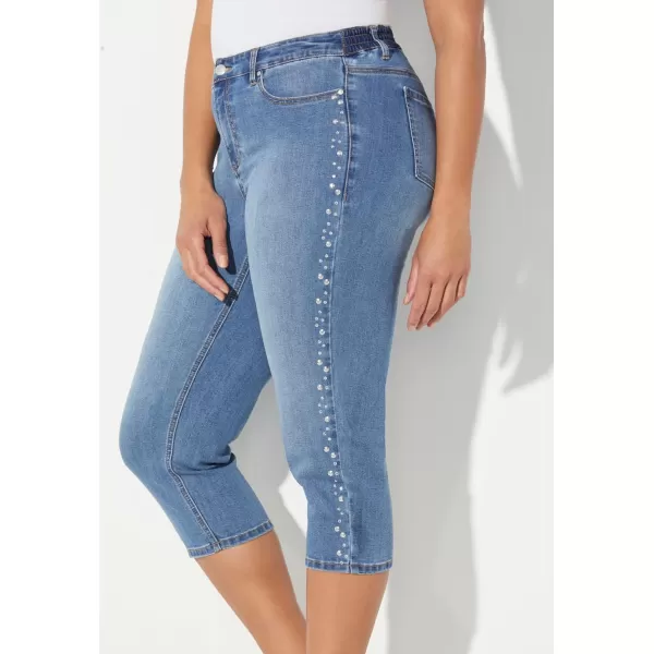 Catherines Women's Plus Size Sparkle Trim Jean Capri