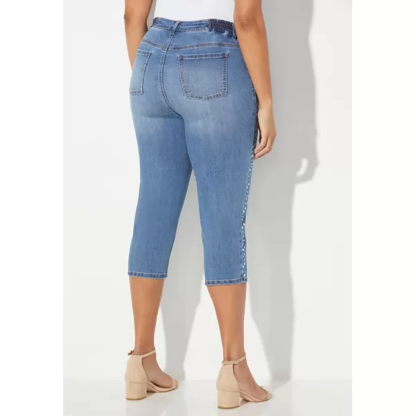 Catherines Women's Plus Size Sparkle Trim Jean Capri