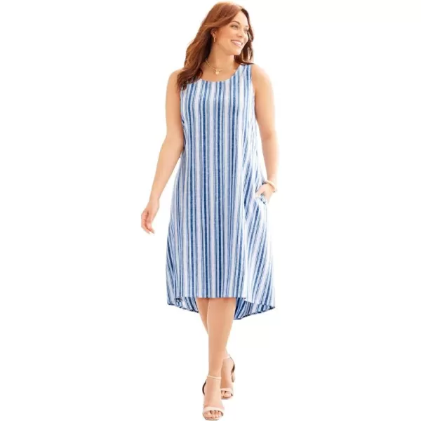 Catherines Women's Plus Size A-Line Linen Blend High-Low Dress