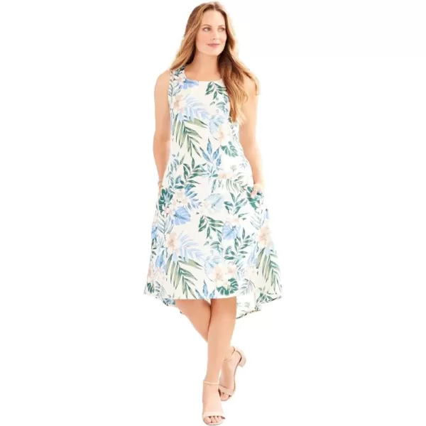 Catherines Women's Plus Size A-Line Linen Blend High-Low Dress