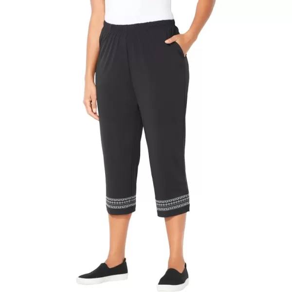 Catherines Women's Plus Size Anywear Printed Hem Capri