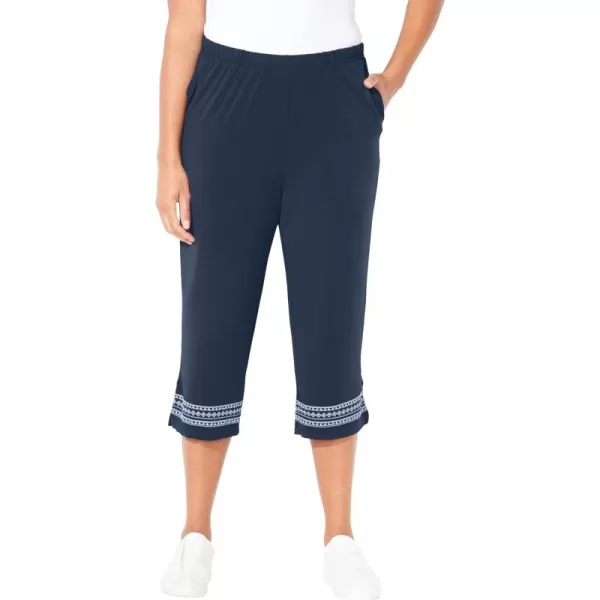 Catherines Women's Plus Size Anywear Printed Hem Capri