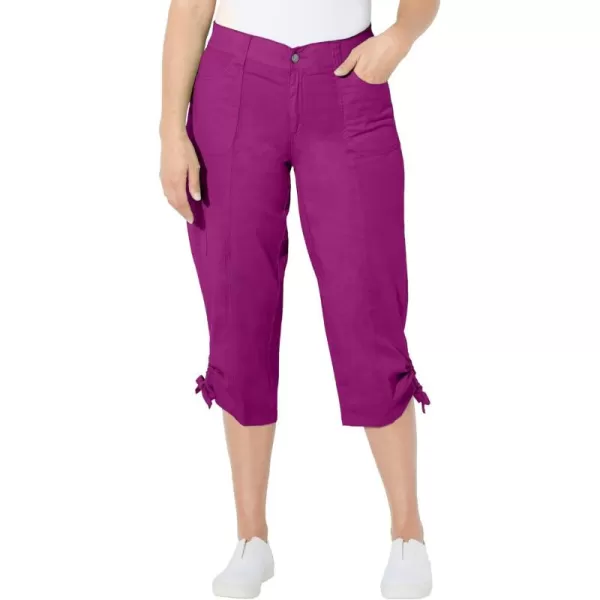 Catherines Women's Plus Size Comfort Waist Bungee Cargo Capri