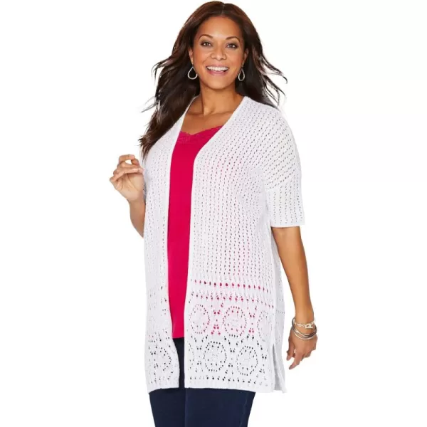 Catherines Women's Plus Size Elegant Crochet Cardigan)