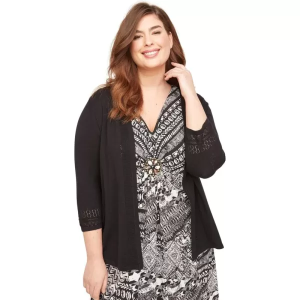 Catherines Women's Plus Size Embroidered Lace Cardigan)