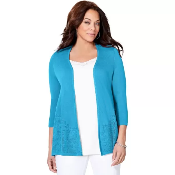 Catherines Women's Plus Size Embroidered Lace Cardigan