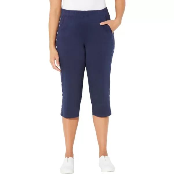 Catherines Women's Plus Size French Terry Stars Aligned Capri