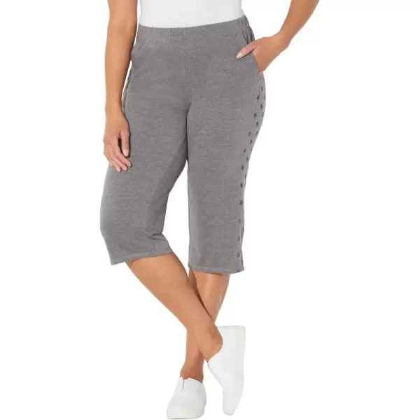 Catherines Women's Plus Size French Terry Stars Aligned Capri