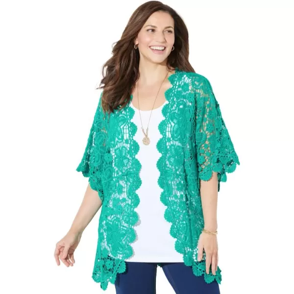 Catherines Women's Plus Size Graceful Crochet Kimono