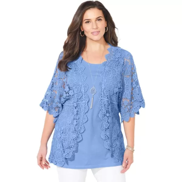Catherines Women's Plus Size Graceful Crochet Kimono