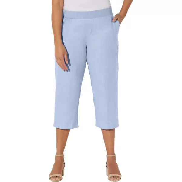 Catherines Women's Plus Size Knit Waist Linen Capri