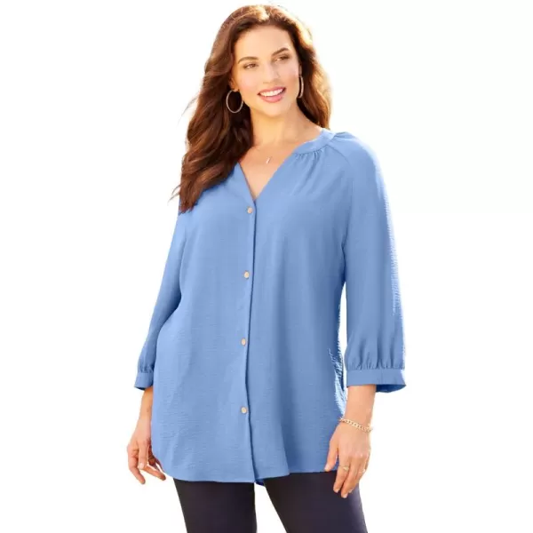 Catherines Women's Plus Size Light and Airy Y-Neck Blouse