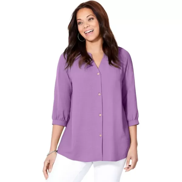 Catherines Women's Plus Size Light and Airy Y-Neck Blouse