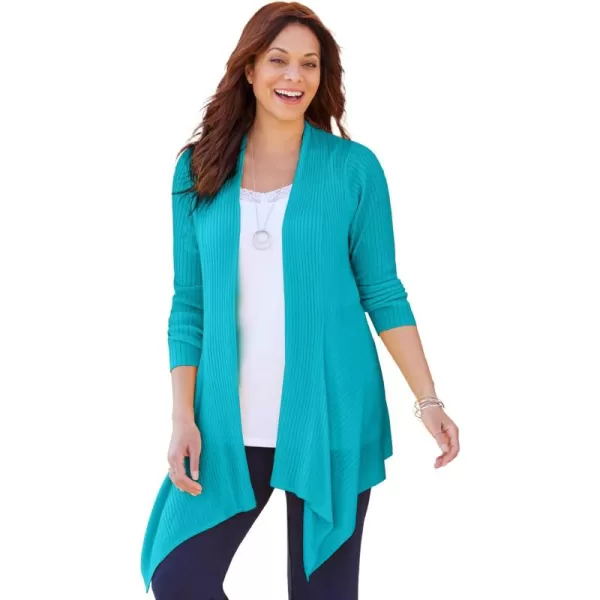 Catherines Women's Plus Size Mixed Rib Drape Cardigan