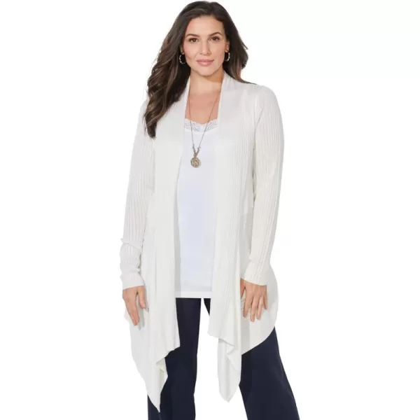 Catherines Women's Plus Size Mixed Rib Drape Cardigan