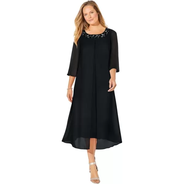 Catherines Women's Plus Size Petite Midnight Dazzle Mesh Flyaway Dress
