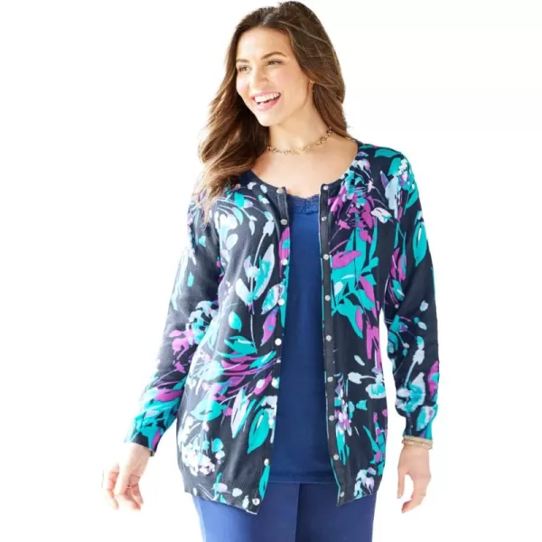Navy Watercolor Floral