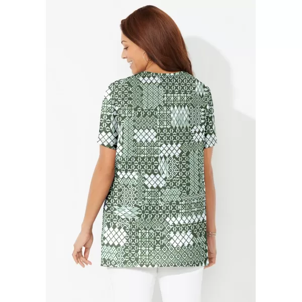 Catherines Women's Plus Size Easy Fit Short Sleeve V-Neck Tunic
