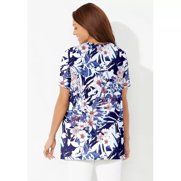 Catherines Women's Plus Size Easy Fit Short Sleeve V-Neck Tunic