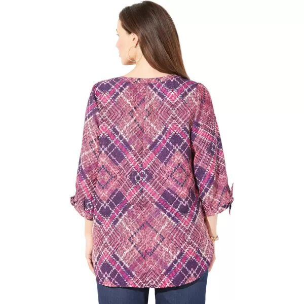 Catherines Women's Plus Size Georgette Buttonfront Tie Sleeve Cafe Blouse