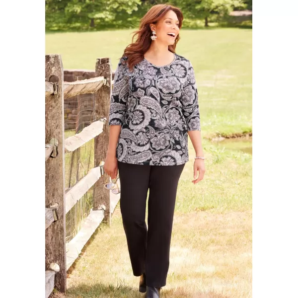 Catherines Women's Plus Size Suprema 3/4 Sleeve V-Neck Tee