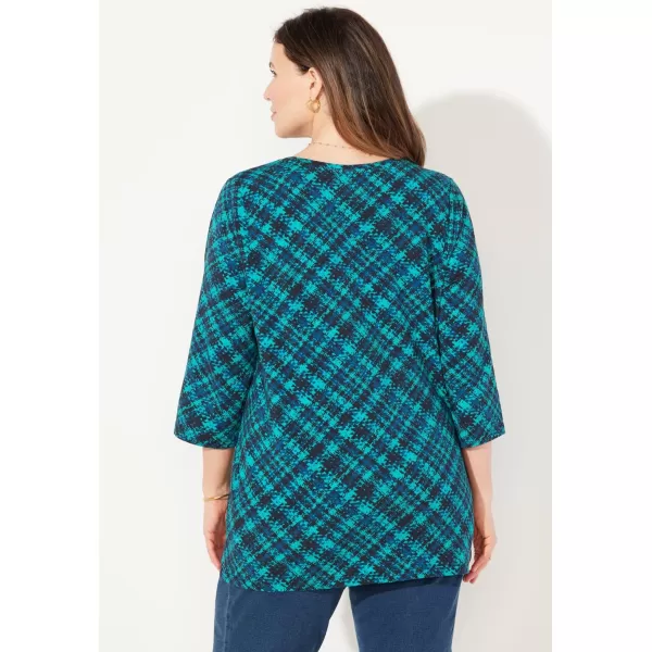 Catherines Women's Plus Size Suprema 3/4 Sleeve V-Neck Tee