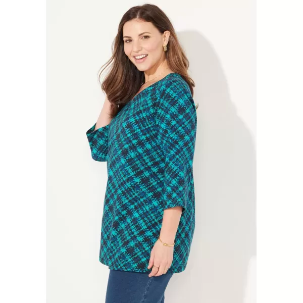 Catherines Women's Plus Size Suprema 3/4 Sleeve V-Neck Tee