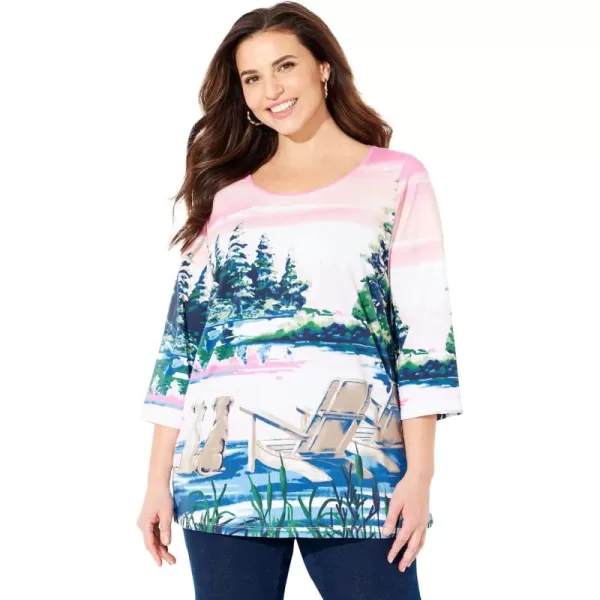 Catherines Women's Plus Size 3/4 Sleeve Seasonal Tee