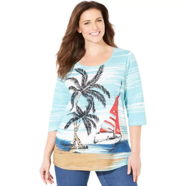 Catherines Women's Plus Size 3/4 Sleeve Seasonal Tee