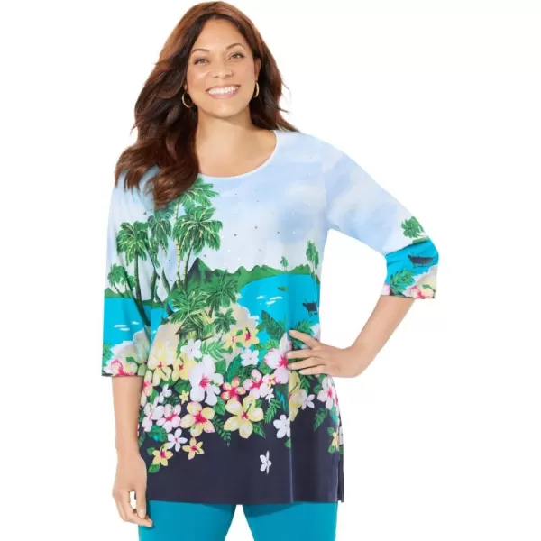 Catherines Women's Plus Size 3/4 Sleeve Seasonal Tee