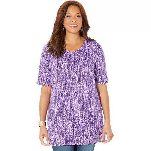 Catherines Women's Plus Size Easy Fit Short Sleeve V-Neck Tunic