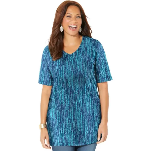 Catherines Women's Plus Size Easy Fit Short Sleeve V-Neck Tunic