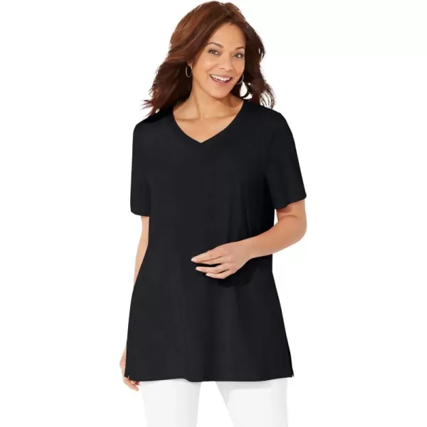 Catherines Women's Plus Size Easy Fit Short Sleeve V-Neck Tunic