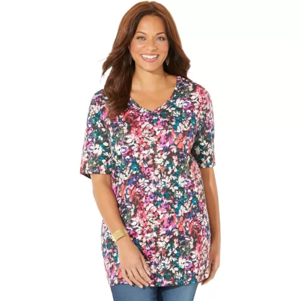Catherines Women's Plus Size Easy Fit Short Sleeve V-Neck Tunic