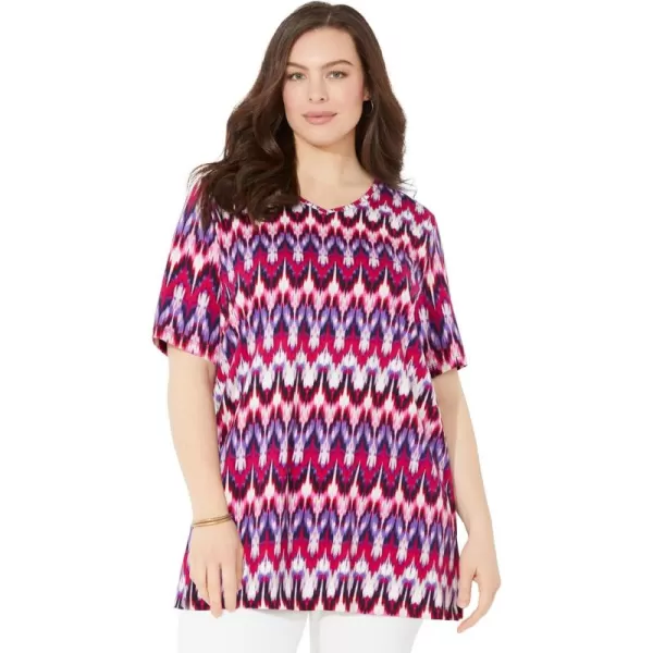 Catherines Women's Plus Size Easy Fit Short Sleeve V-Neck Tunic