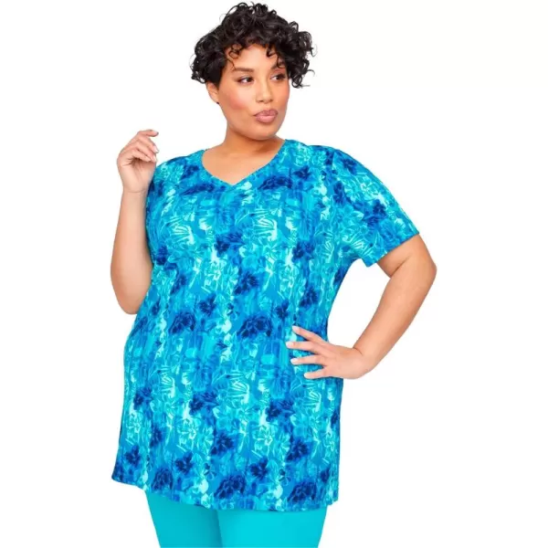 Catherines Women's Plus Size Easy Fit Short Sleeve V-Neck Tunic