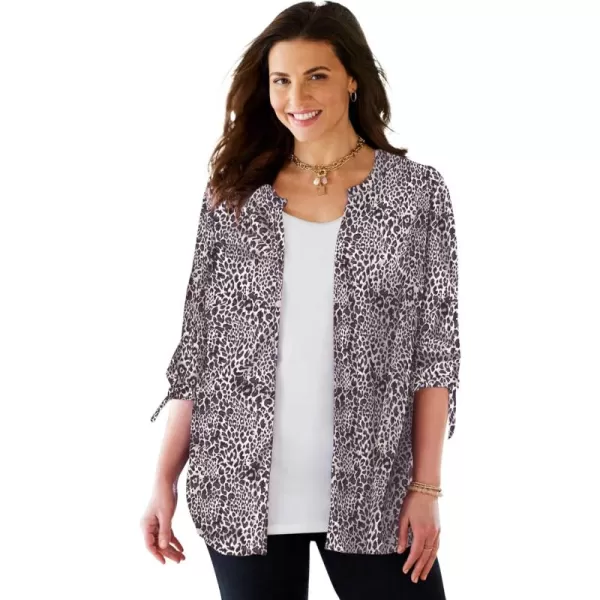 Catherines Women's Plus Size Georgette Buttonfront Tie Sleeve Cafe Blouse