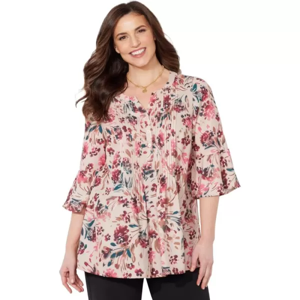 Catherines Women's Plus Size Georgette Pintuck Blouse